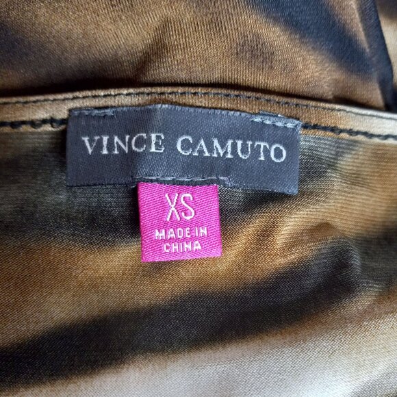 Vince Camuto XS Top Sleeveless Tiger Print Drape Neck Polyester Spandex Ruched - Picture 8 of 9